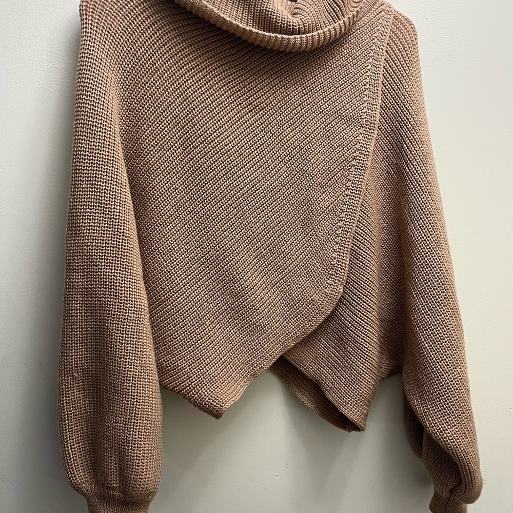 Cider Warm Brown Cowl Neck Sweater